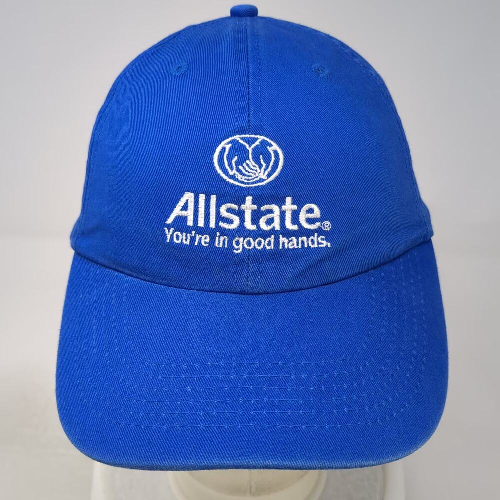 Apollo Allstate Insurance Embroidered Blue White Baseball Cap Hat OS Slideback - Picture 2 of 9